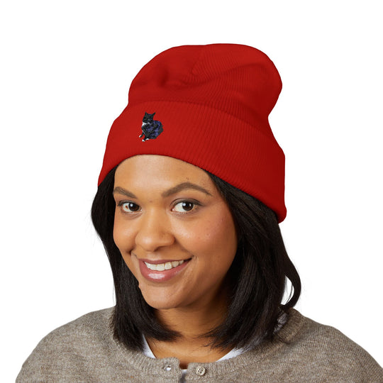 Embroidered Pet Cuffed Beanie Cozy Winter Hat for Pet Lovers