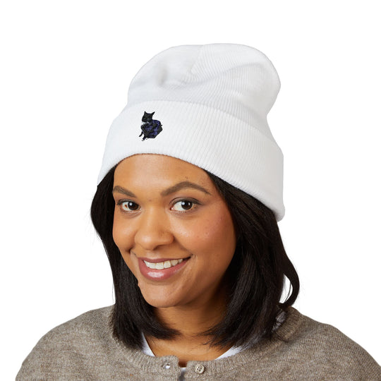 Embroidered Pet Cuffed Beanie Cozy Winter Hat for Pet Lovers