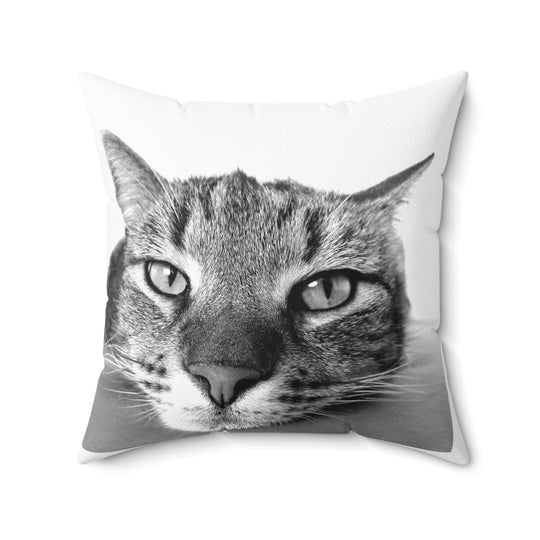 Custom Black &amp; White Pet Pillow — Monochrome Pet Portrait Square Pillow
