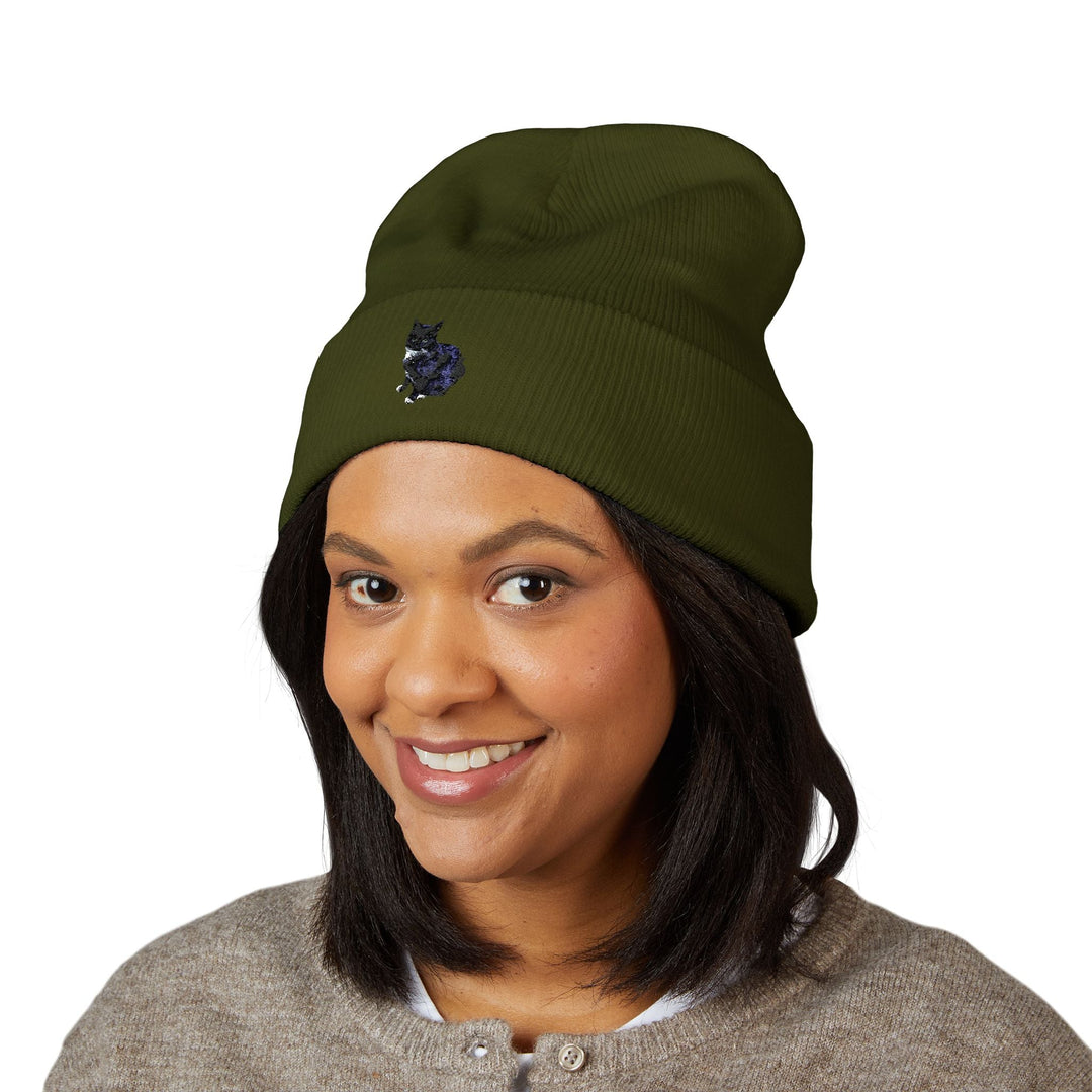 Embroidered Pet Cuffed Beanie Cozy Winter Hat for Pet Lovers