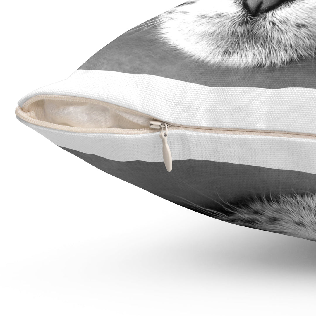 Custom Black &amp; White Pet Pillow — Monochrome Pet Portrait Square Pillow