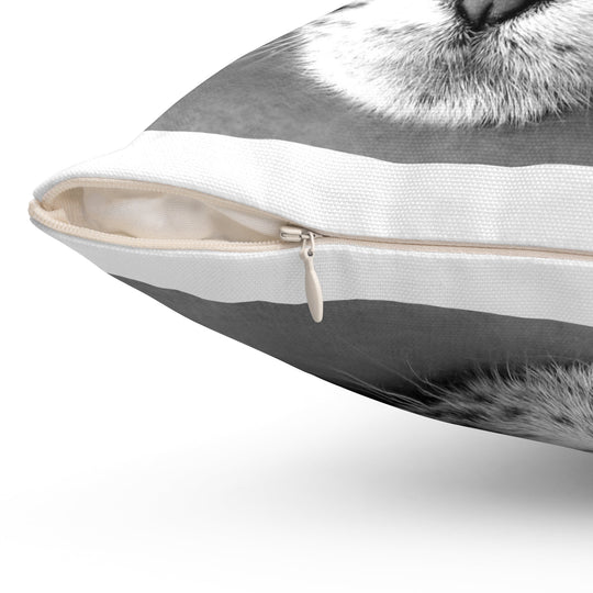 Custom Black &amp; White Pet Pillow — Monochrome Pet Portrait Square Pillow
