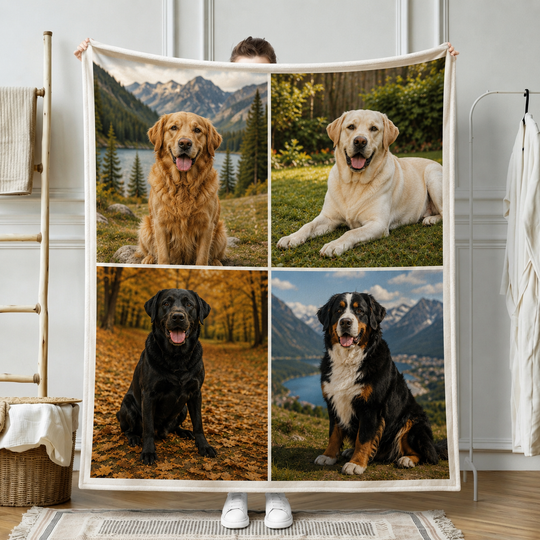 Custom 4 Photo Pet Collage Blanket