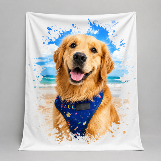 Custom Pet Watercolor Style Blanket