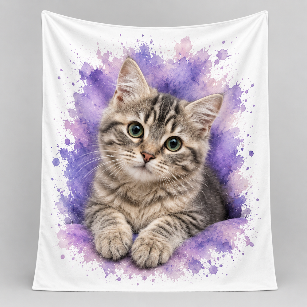 Custom Pet Watercolor Style Blanket