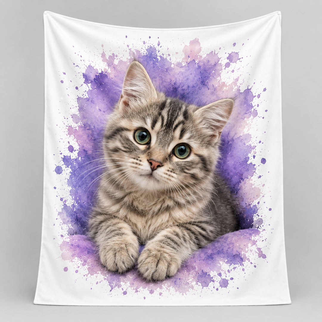 Custom Pet Watercolor Style Blanket