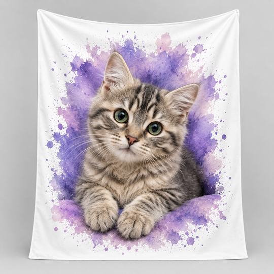 Custom Pet Watercolor Style Blanket