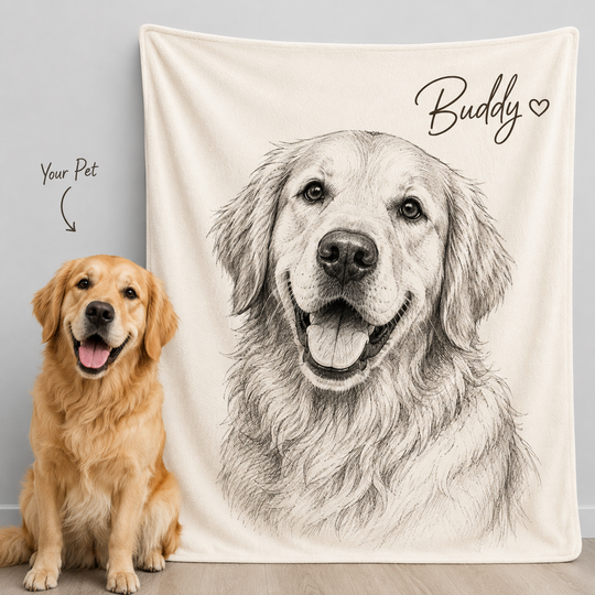 Custom Pet Hand Drawing Style Blanket